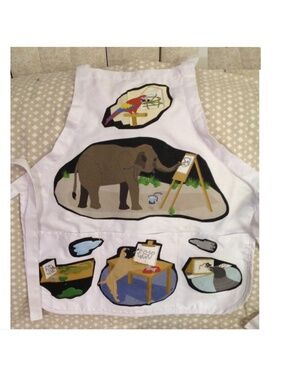 Artistic Animals Painting - White Apron - Appliques